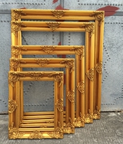 European style retro custom-made solid wood wedding photo frame 36 inch oil painting cross-stitch bedside living room wall gold picture frame