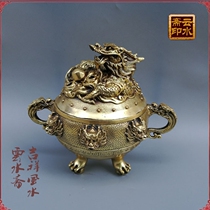 Pure Bronze Incense Stove Kowloon Large Number of Bronze Incense Stove Sandalwood Stove Incense Inserts Smoked Incense Stove God Three-Foot Stove Buddha Supplies