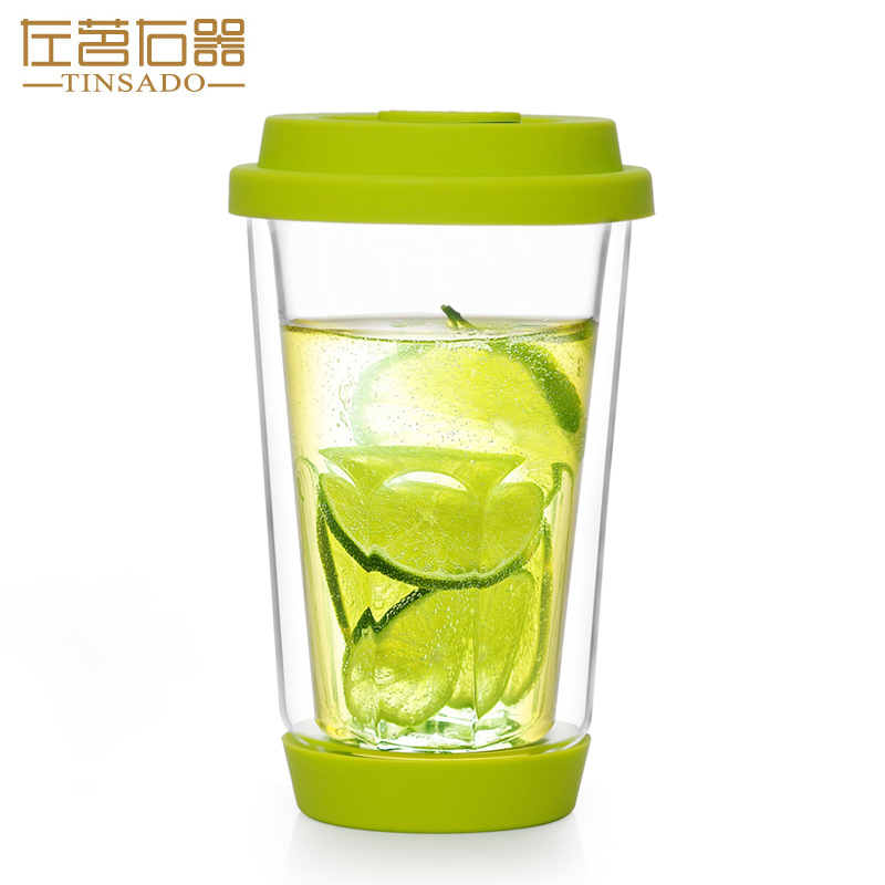 ZuoMing right is double the creative tea glass transparent heat insulation water cups with cover getting hot coffee cup