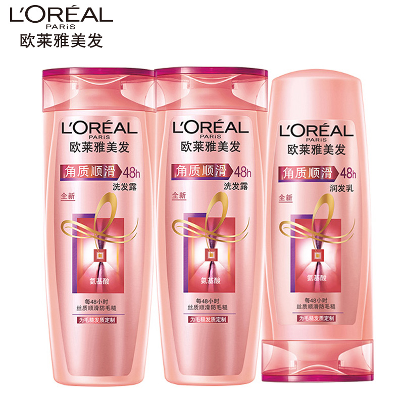 L'OREAL 欧莱雅美发角质顺滑洗发露护理套装 修复毛躁 滋养保湿产品展示图1