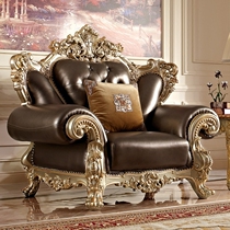 European style leather sofa combination solid wood sofa 123 coffee table corner handmade custom carved luxury leather sofa