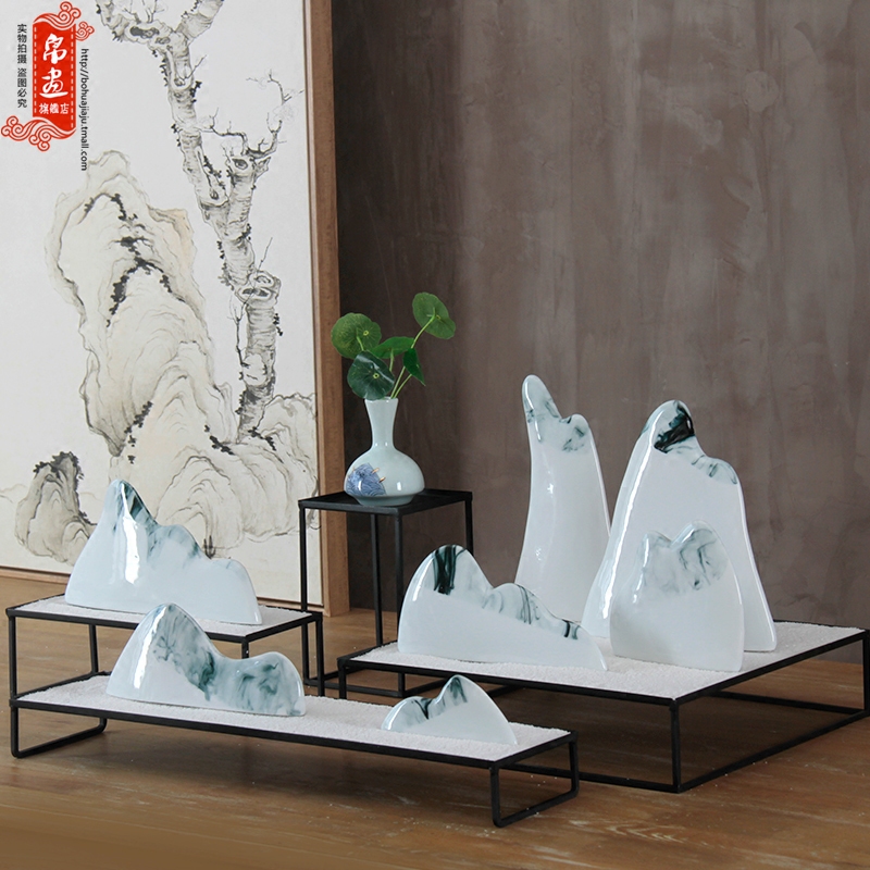 Jingdezhen new Chinese style originality ink mountains furnishing articles sitting room porch decoration ceramic arts and crafts