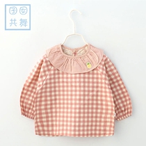 Female baby cotton long sleeve overalls children waterproof anti-wearing clothes baby eating bib children painting clothes spring and autumn