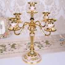European restaurant candlestick ornaments American gold high-end five-headed three-headed candlestick high-end wedding decoration
