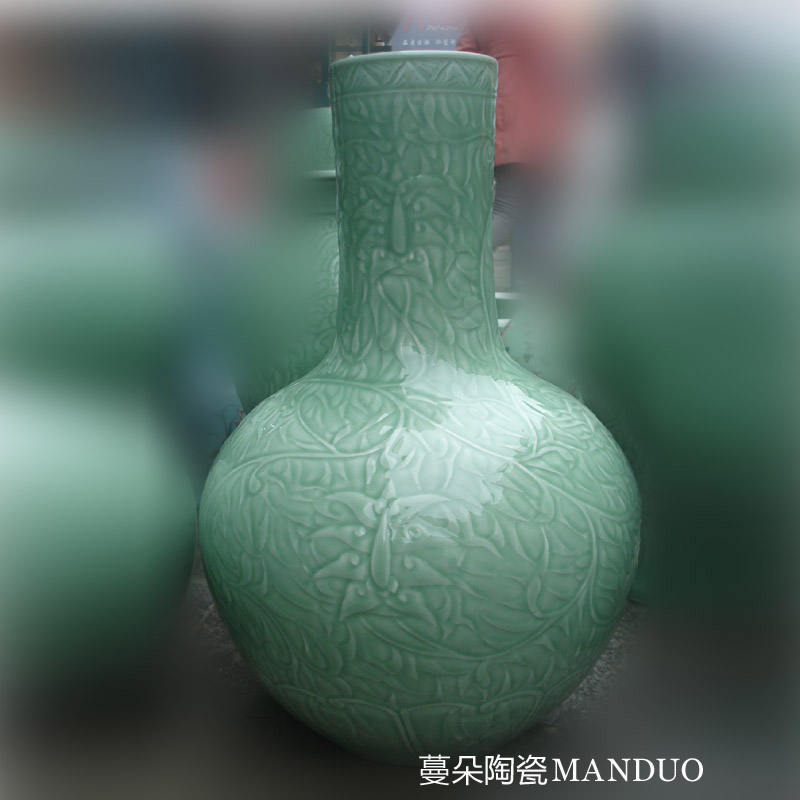 Jingdezhen manual its dragon wind celestial lotus flower porcelain vase 50 cm high decorative vase