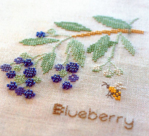 dmc十字绣客厅新款清新杂志款qt915蓝莓物语珠子印花小幅 亚麻_7折