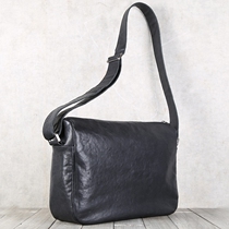 (Deep Hill Nine) Mens Bull Leather Single Shoulder Inclined Cross Backpack Casual Genuine Leather Backpack Bag Bag Original Design