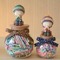 Creative gift drifting bottle glass bottle wooden plug wishing bottle Tanabata love luminous Lucky Star Star bottle