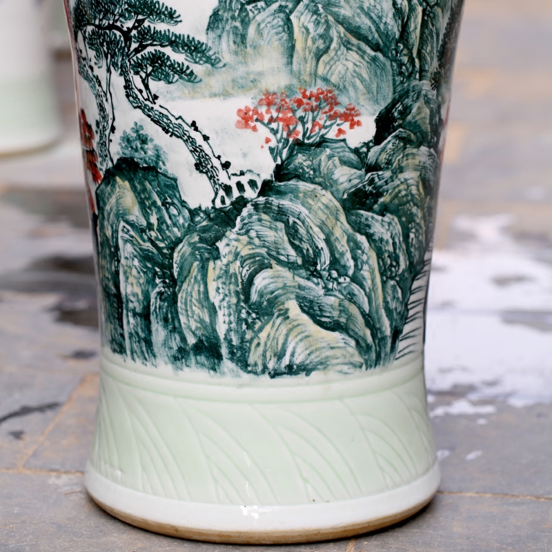 Jingdezhen ceramics splendid sunvo landscape painting of large vase household adornment sitting room of Chinese style big furnishing articles