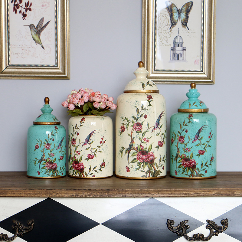 Jingdezhen Europe type restoring ancient ways home furnishing articles American country hand - made do old painting of flowers and pot sitting room soft decoration