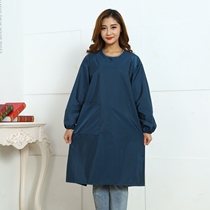 Korean fashion long waterproof and oil-proof long sleeve apron men and women plus fat extra anti-dressing kitchen work clothes