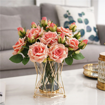 Rose artificial flower light luxury style ornaments fake flower bouquet floral art living room home dining table decoration coffee table tabletop flower arrangement