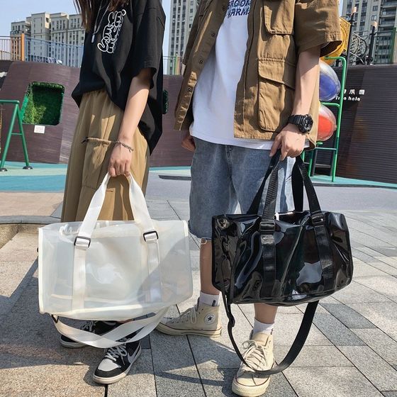 새로운 여행 가방 대용량 젤리 체육관 가방 방수 스포츠 통근 여성 투명 핸드백 Y 남자 수하물 백 새로운 여행 가방 대용량 젤리 체육관 가방 방수 스포츠 통근 여성 투명 핸드백 Y 남자 수하물 백