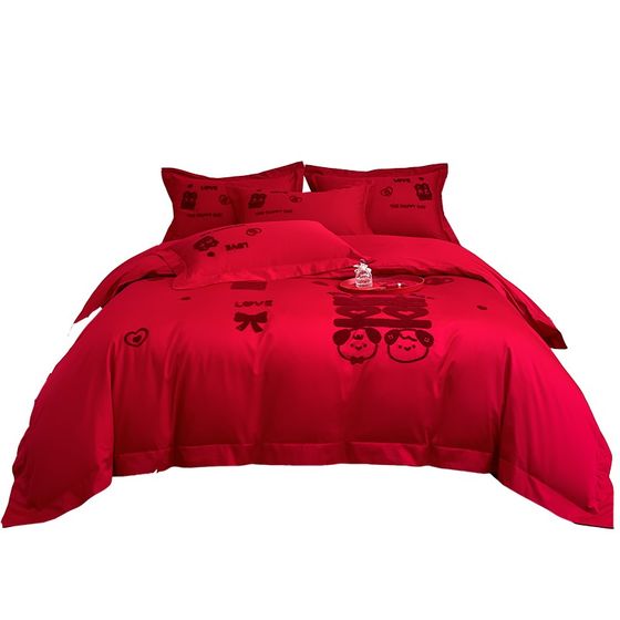 Chinese wedding four-piece set pure cotton big red bed sheets F set high-end wedding bedding
Chinese wedding four-piece set pure cotton big red bed sheets F set high-end wedding bedding