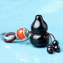 Special Price natural obsidian gourd car keychain pendant creative protection safe Fu Lu female men evil pendant