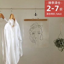 clearance sale simple japanese korean style long and short curly hair women's abstract simple painting elegant wall cloth wall hanging