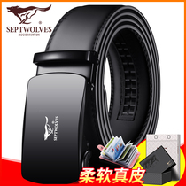 Seven Wolves Leather Strap Men Genuine Leather Automatic Buckle New Width 100 Hitch Bull Leather Youth Upscale Mens Belt Business Pants Strap