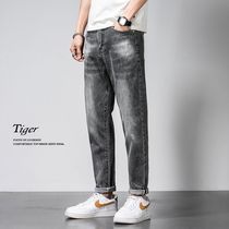 Jeans Mens Spring Autumn Season New Style Loose Casual Straight Barrel Long Pants Male Trend Han Version 100 Lap Nine Pants