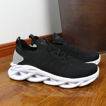 Mens sports shoes low-top lace-up knitted surface shock absorption light soft casual sports running shoes A1932