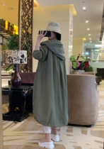 Beloved one beautiful and generous green loose casual thin section with cap windcoat jacket female big code spring and autumn