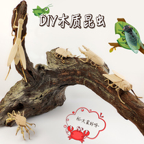 Hibao DIY wooden White billet painting coloring handmade insects crab praying mantis know turtle hand made childrens toys