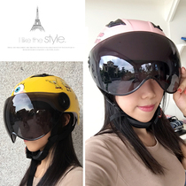 Electric motorcycle helmet womens cute battery car lightweight safety helmet Four Seasons universal summer sunscreen half helmet