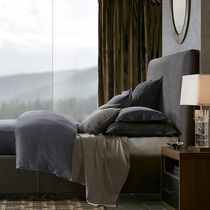 Tao home Plato bed rubber wood American furniture big bed top layer cowhide soft bag 1 5m1 8 m double bed