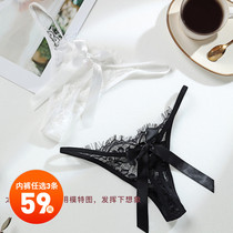 Underpants female lace hollowed-out ultra slim sexy tletterpants underpants fire hot white tinged pants butterfly knot low waist