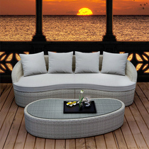 Outdoor rattan sofa Balcony Casual Sofa pedal Composition Living room trio Rattan Sofa Chair Terrace Courtyard Furniture