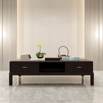 Yunshe new Chinese style dark curry coffee table rectangular marble coffee table double drawer coffee table