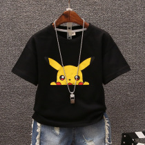 Black boy short sleeve T-shirt summer dress 2022 new male baby foreign air fashion cartoon children summer blouses