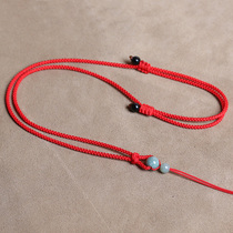 Tongyou Pavilion 2mm fine jade lanyard adjustable necklace rope pendant red rope Jade Jade hand weaving