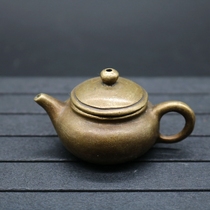 Imitation ancient brass micro-sculpted copper handlebar pot tea track bronze darling ancient play bronze ware small bronze carved bronze playing copper pot small bronze pot swinging piece