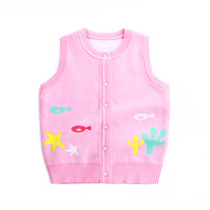 Baby girl vest cardigan pink purple 2021 new baby Autumn Winter girl child knitting vest