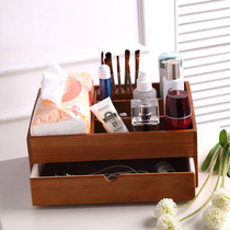 Cosmetics lipstick makeup storage box large-capacity high-grade net red shaking sound real wooden desktop debris storage rack