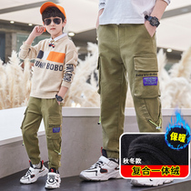 Boys overalls childrens spring and autumn casual trousers autumn clothes in big children pants 2021 new foreign atmosphere tide