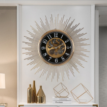 American model room sunflower clock hanging wall light luxury wall clock creative personality Art living room home European Bell ornaments