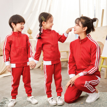 Kindergarten garden clothes primary school uniforms spring and autumn and winter clothes red teacher sportswear striped suit childrens class clothing