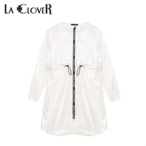 LACLOVER Langkavin new early morning series light print zipper lock long windbreaker coat coat LC81MA1