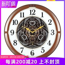Seiko watches European-style living room household fashion creative high-end intelligent photosensitive music timekeeping personality quartz wall clock