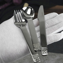 Swiss single 18-10 stainless steel Children Baby steak knife fork spoon 3 sets cartoon bear Western tableware