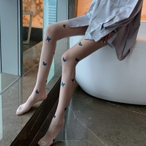 2021 Spring Summer new pure lust ladies leg socks butterfly printing thin jacquard leggings socks women