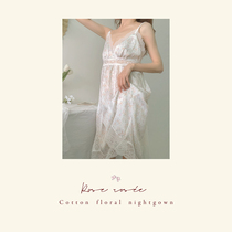 Rose rosée Afternoon Garden Blossom Lace Sexy Sleepwear Womens Summer Harnesses Sleeping Dresses Slim