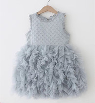 2022 Summer New Girls Mesh Vest Dress Embroidery Soft Sleeveless Mesh Princess Dress Countryside