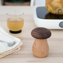 Solid wood toothpick tube cute creative household storage high-end toothpick box Black walnut mushroom toothpick jar