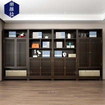 New Chinese Bookcase Combo Modern Chinese Lockers Office Book Room Solid Wood Zen bookshelves Custom furniture