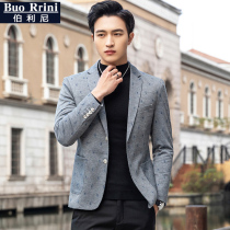 Spring casual suit mens small blazer jacket knitted cardigan Korean slim trend handsome shirt
