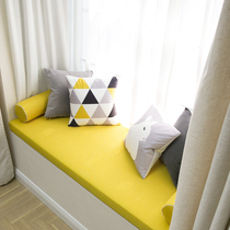Custom small fresh wheat yellow simple solid color high-density sponge bay window pad custom removable and washable balcony window sill pad