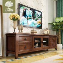American country coffee table TV cabinet combination Wall small apartment living room furniture ash wood solid wood floor cabinet