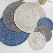 Japanese ramie woven anti-scalding and heat insulation Western dish mat cloth Nordic creative non-slip round table mat Bowl mat Coaster